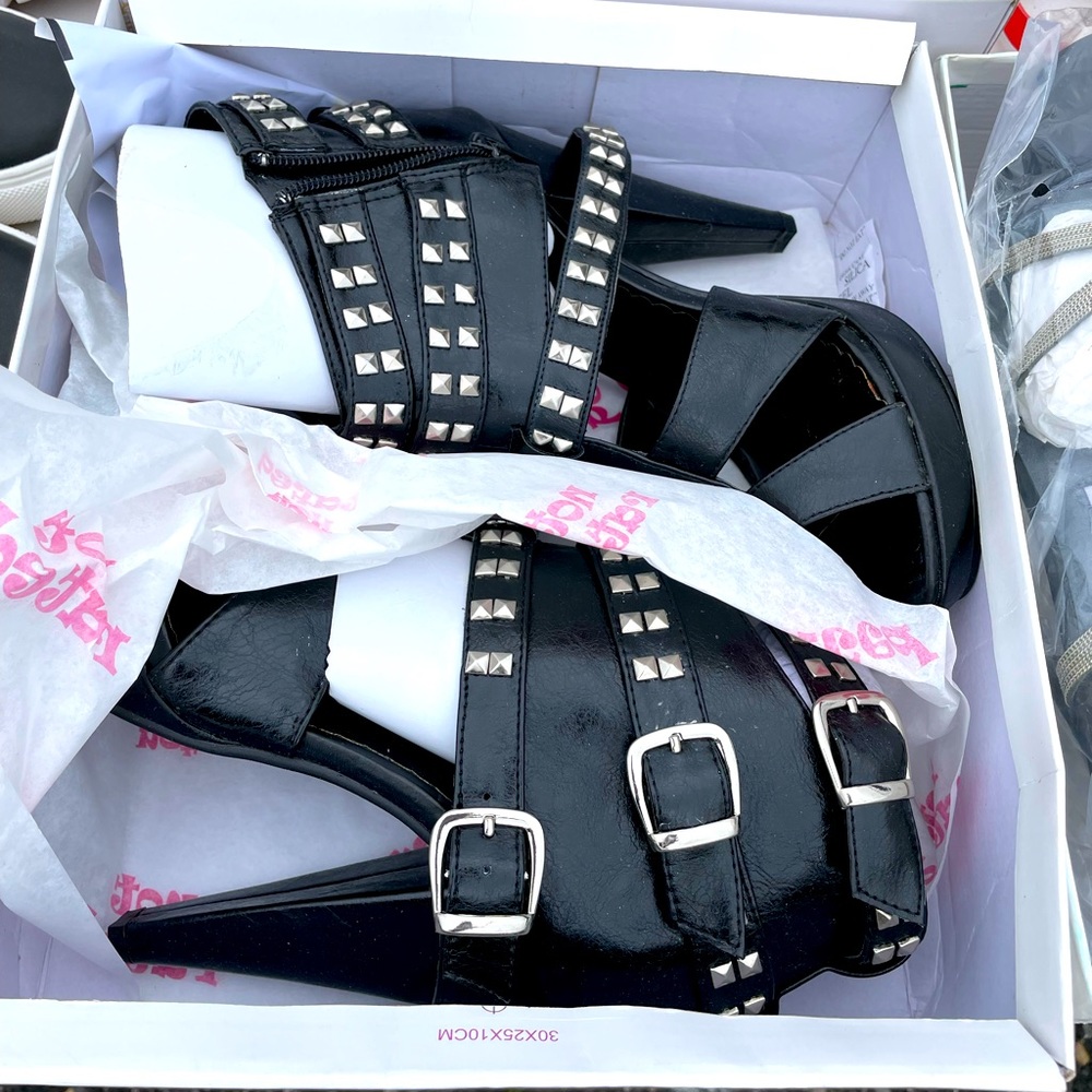 Studded Buckle heels